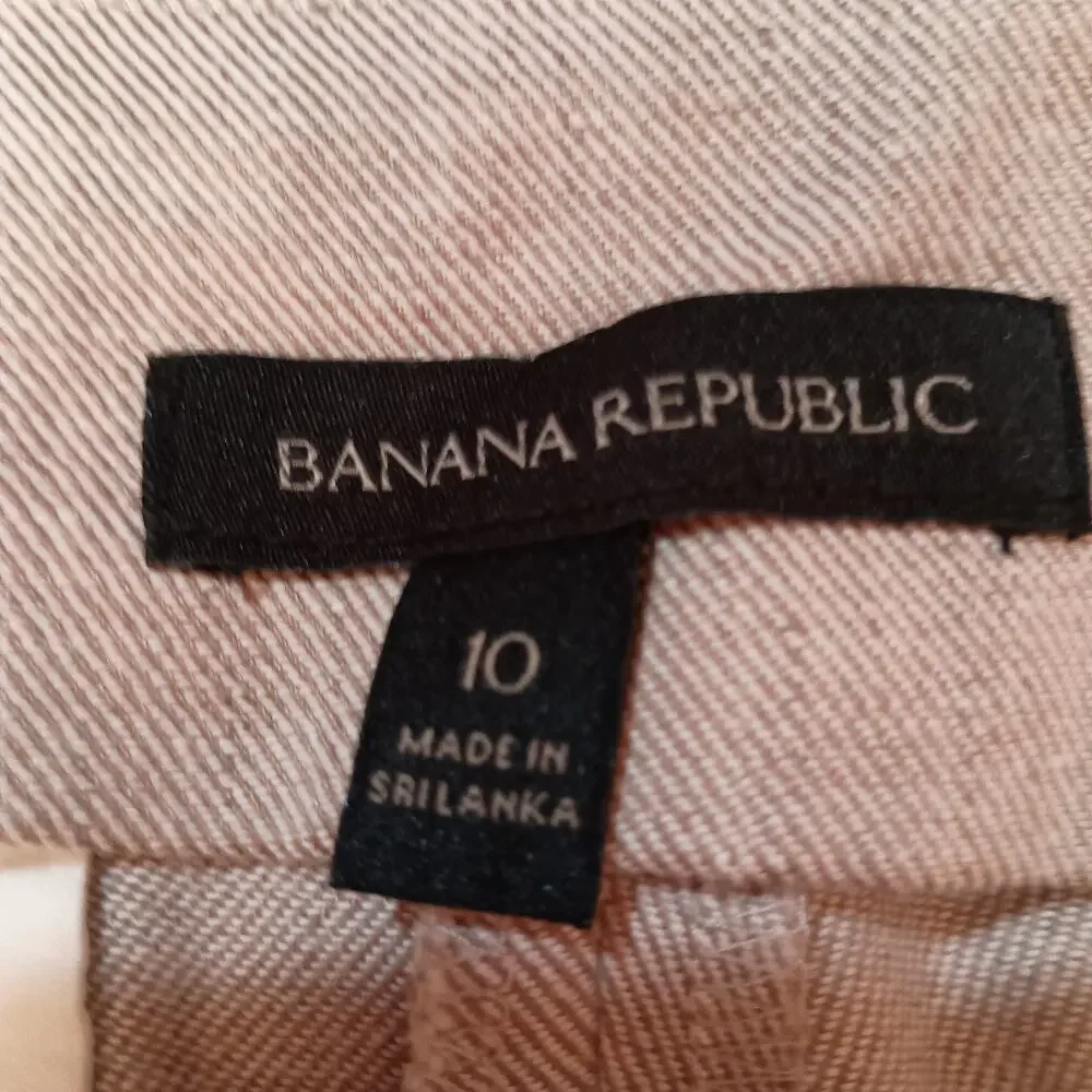 Banana Republic Linen Blend Pants High Waisted Sash Belt Front Pockets Ladies 10